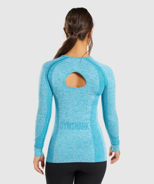 Damske Mikiny Gymshark Flex Long Sleeve Top Modre | MD6218740